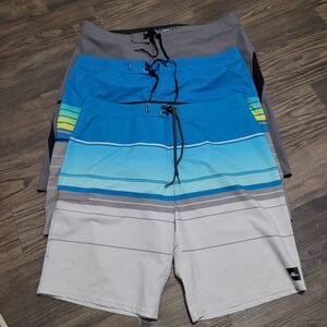 O'Neill Blue and Gray Striped Board Shorts Bundle Size 38 And 36 Swim Trunks